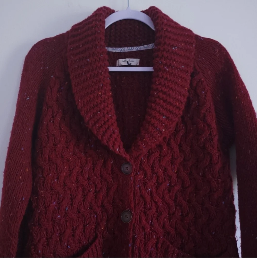 Anthropologie Isabella Sinclair Wool Alpaca Blend Flecked Farfar Cardigan L‎